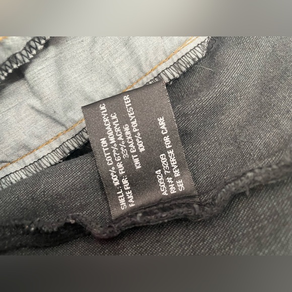 Dennis Basso (Faux) Fur Trimmed Dark Wash Denim Jacket Plus Size - Picture 15 of 16